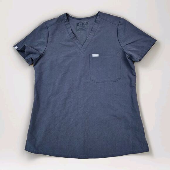 FIGS Shirt Womens Small Gray Heathered Pocket Scrub Top FW1000 V-Neck - Picture 1 of 8